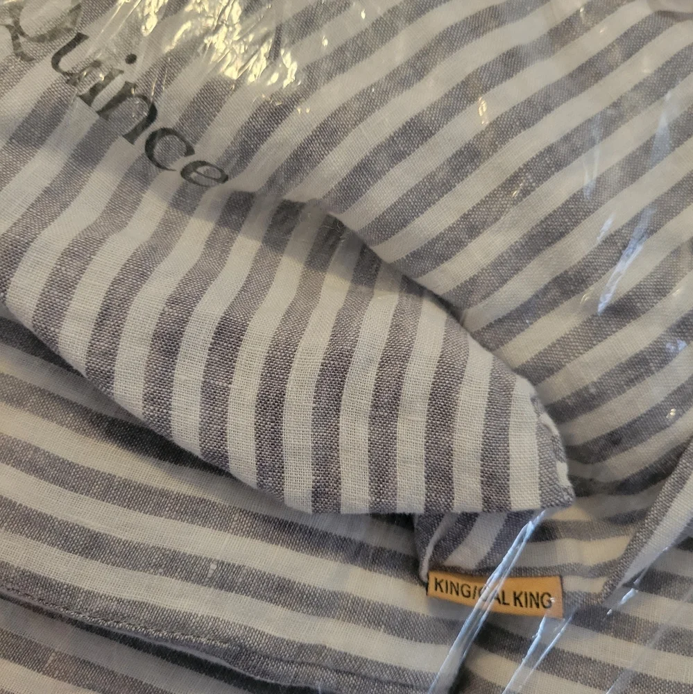 Quince European Linen Duvet Cover Set - grey & white stripe